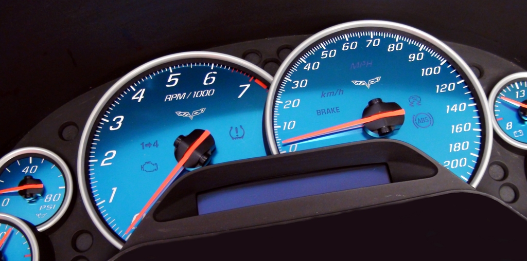 C6 Corvette AQUA Edition Gauge Faces - NOT For Z06 Corvette